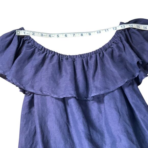 Tommy Bahama St. Lucia Off The Shoulder Ruffle Dress With Navy Blue Medium - Picture 8 of 11